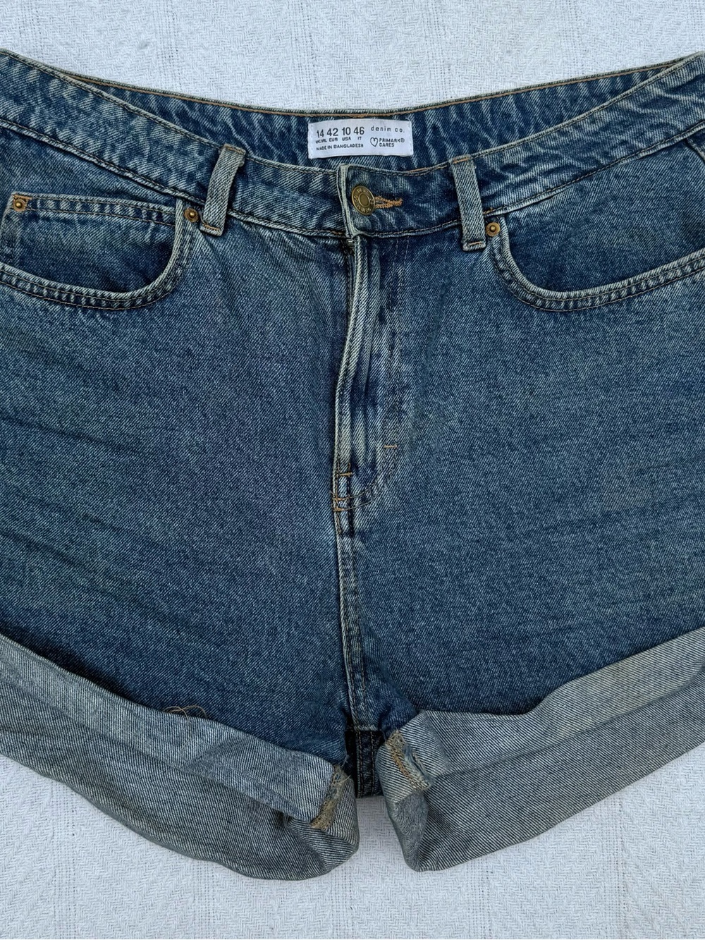 Primark Rolled-Hem High Waist Denim Shorts - Blue
